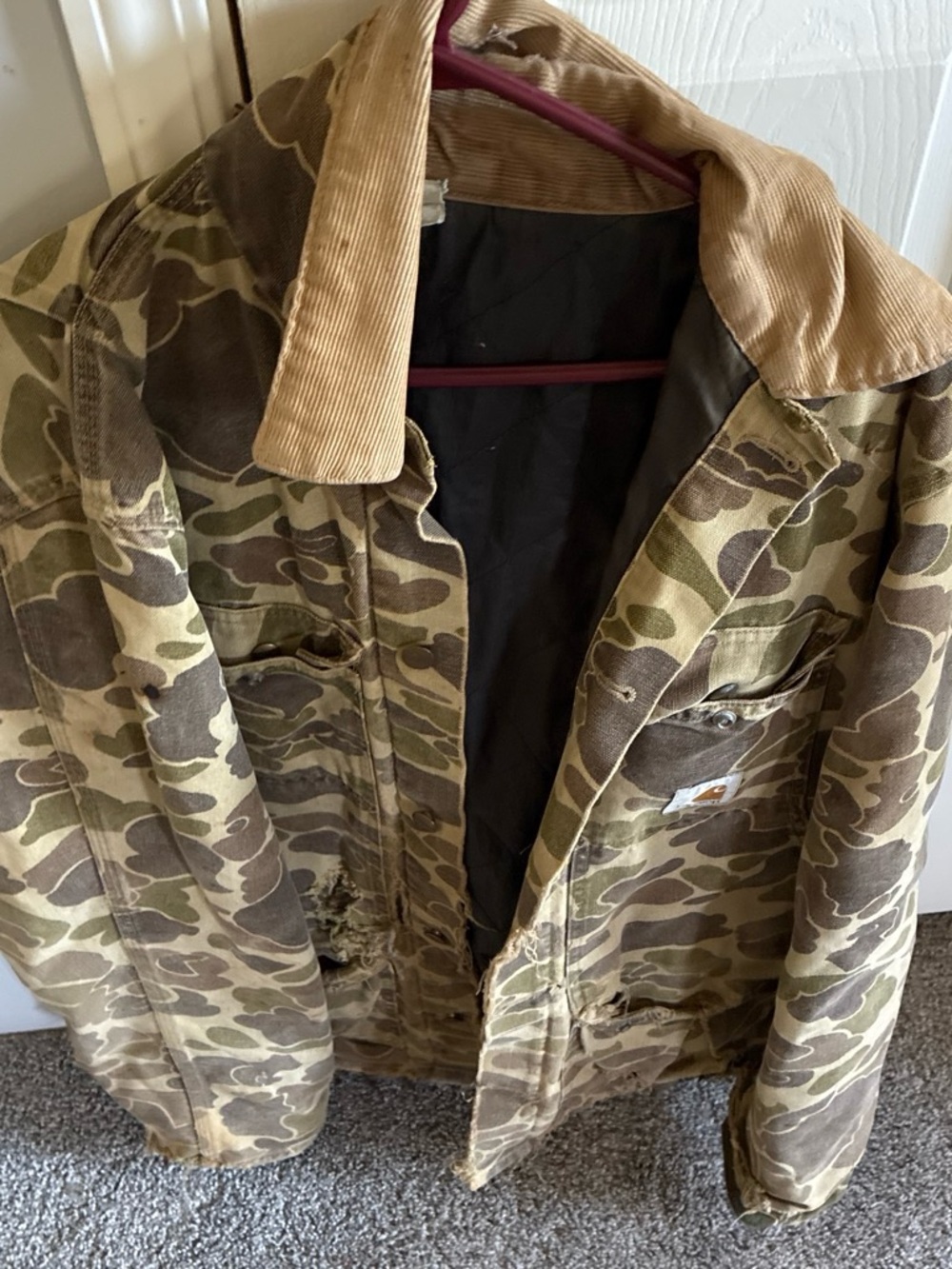 Carhartt Camo Field Jacket with Corduroy Collar - Brown/Green Vintage